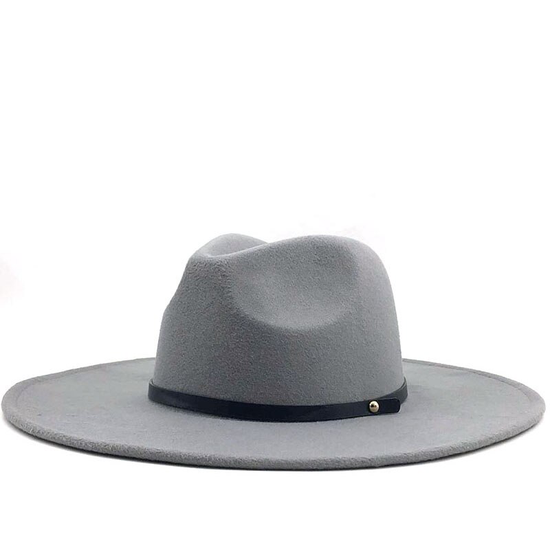 Wool Fedora Hat Hawkins Felt Cap Wide Brim Ladies Trilby Chapeu Feminino Hat Women Men Jazz Church Godfather Sombrero Caps: gray