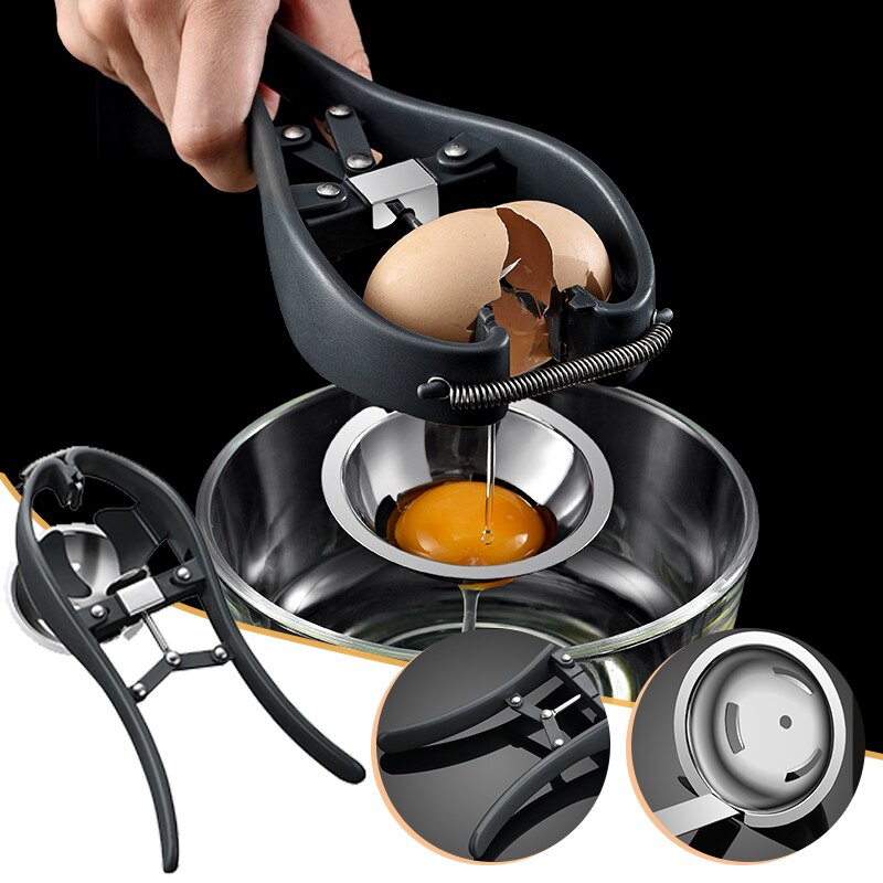 2 In 1 Stainless Steel Eggshell Opener Scissor Cracker Egg Yolk White Separator Eggshell Breaker Cutter Egg Cracker Separator