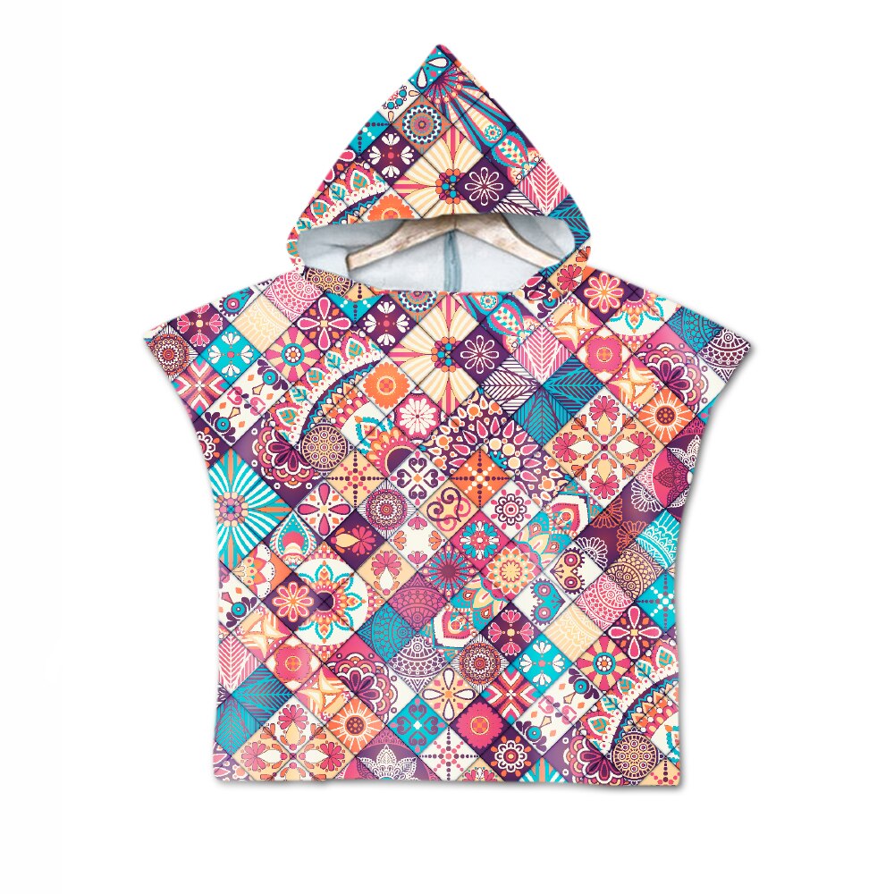 Novelty Boho Bohemian Mandala Bloem Geometrische Diamanten Baby Kids Hooded Zwembad Bad Strand Poncho Handdoek Cape