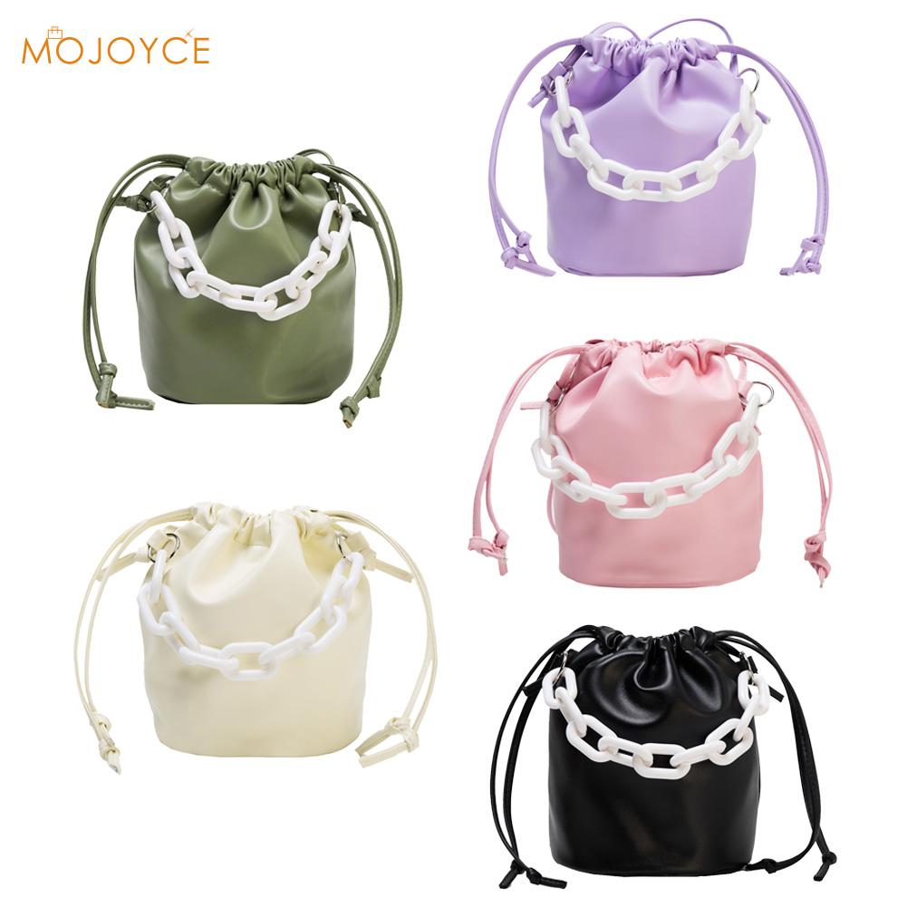 Bolso de hombro tipo cubo de PU para mujer, bolso de mensajero con cordón, bolso de viaje, bolso de Diario Femenino Simple Popular