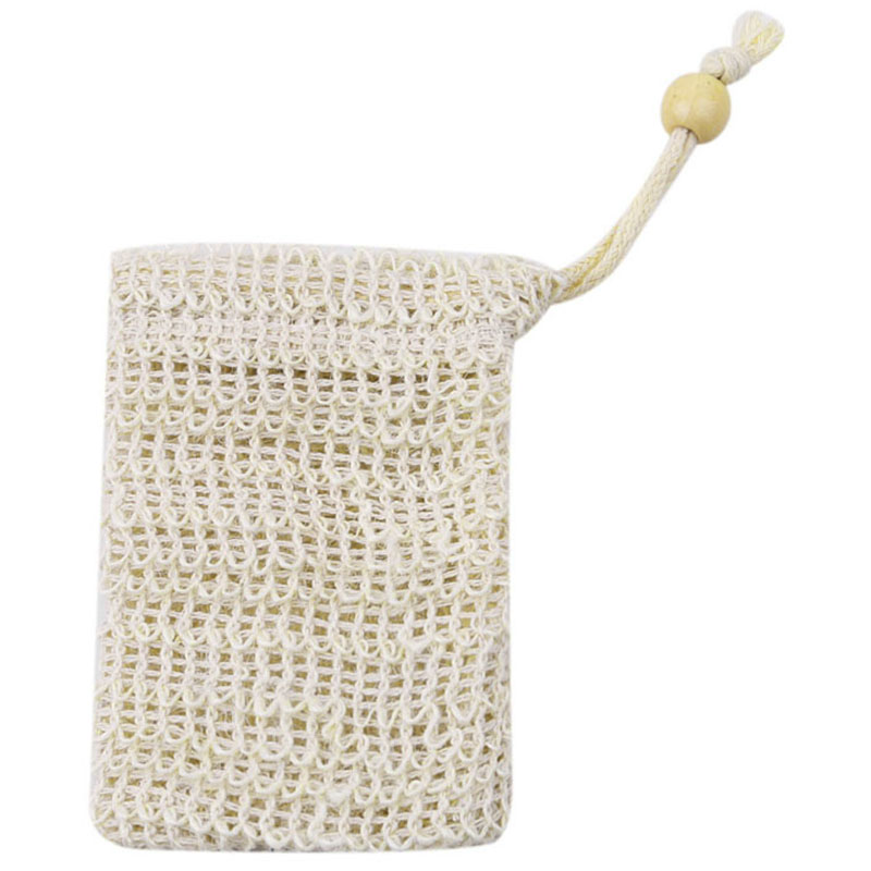 6Pcs Zeep Opbergtas, 100% Natuurlijke, Scrub Afschilfering, Met Koord En Houten Kraal Houder