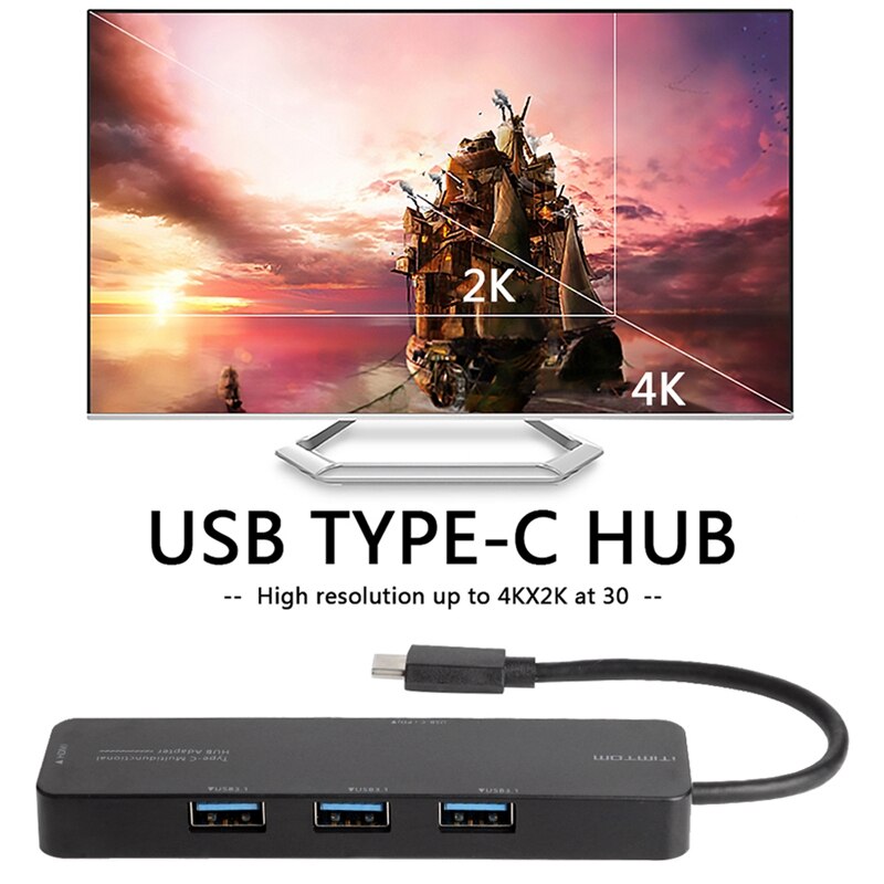 Type-C to HDMI HD Video Adapter Cable TYPE-C to HDMI Converter PD 5 in 1 Docking Station 4K USB