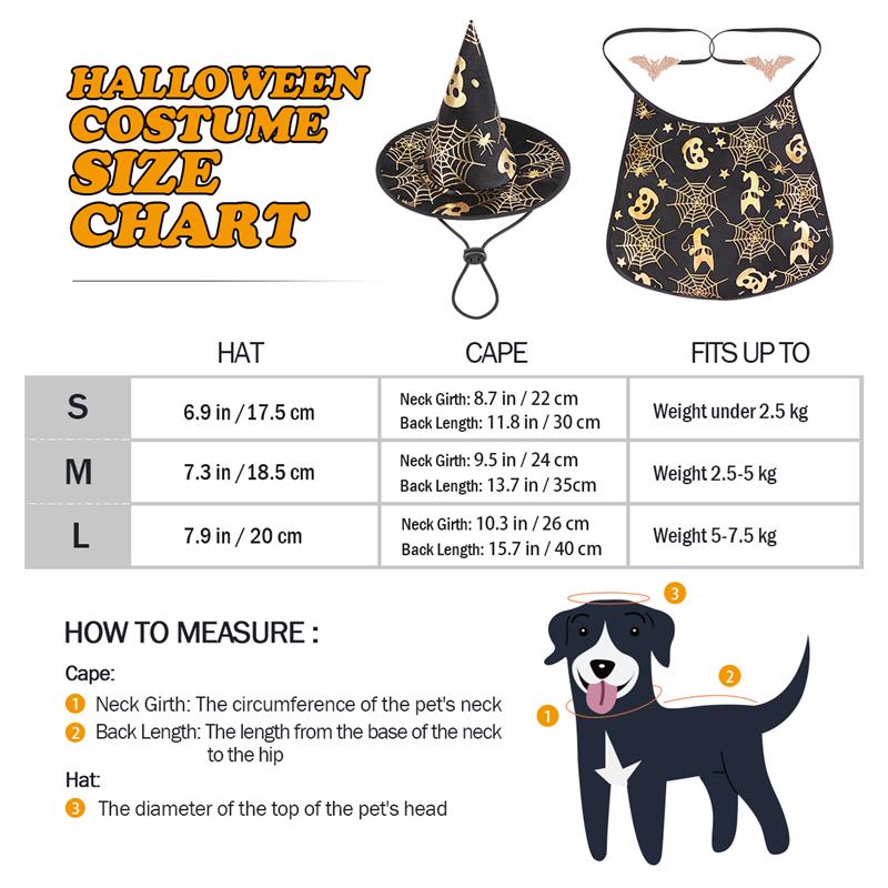Halloween Costume Pet Dog Halloween Costume Cape And Wizard Hat Decor Dog Performance Costume For Cosplay
