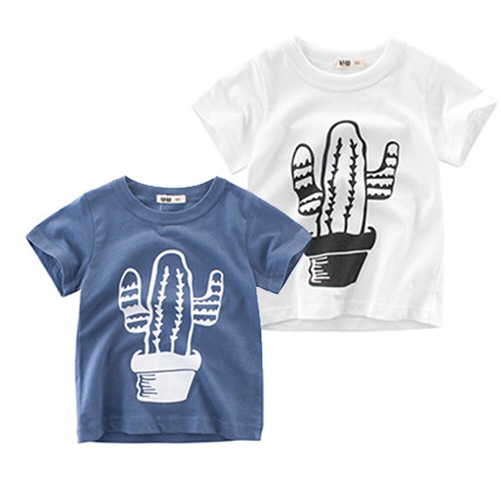 Kid Jongen Kleding Jongen Zomer Top Korte Mouwen Cartoon Leuke Cactus Patroon Wilde Mode Top Kleding 1-10T