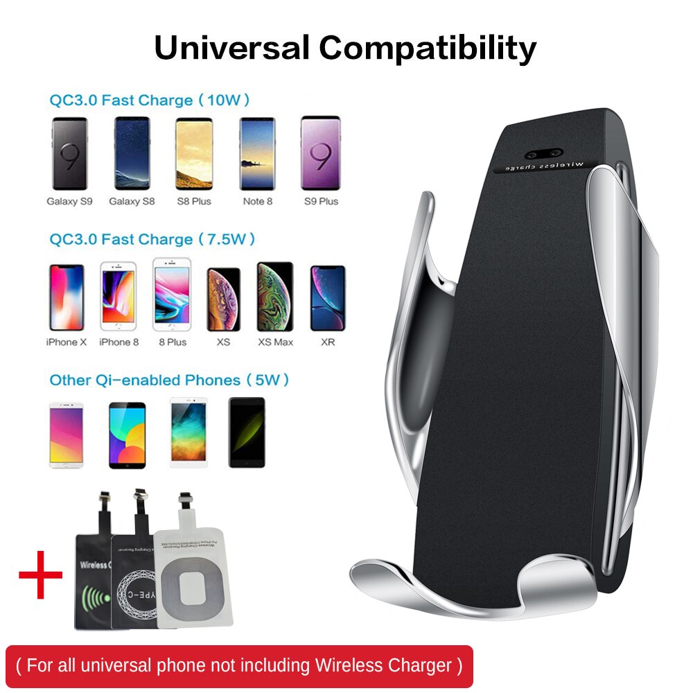 S5 Auto Draadloze Oplader 10W Snelle Qi Draadloos Opladen Voor iPhone X XS XR Voor Samsung Galaxy S8 S9 oplader draadloze