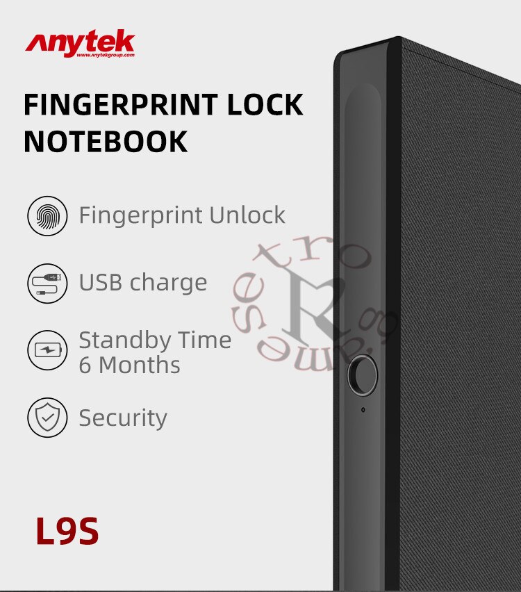 anytek L9S Fingerprint Lock Multi Function Management Book Plan Notepad Agenda Business Meeting Notebook Planner Pen Memo Pad