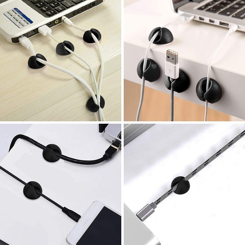 8pcs Cord Organizer Cable Management Clips Self Adhesive Wire Holder System Multipurpose Clips for Computer Electrical Charging