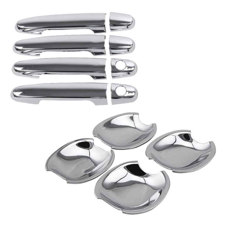 Chrome Exterior Door Handle Protector Cover + Bowl Cover for Toyota Hilux Vigo SR5 MK6 05-14