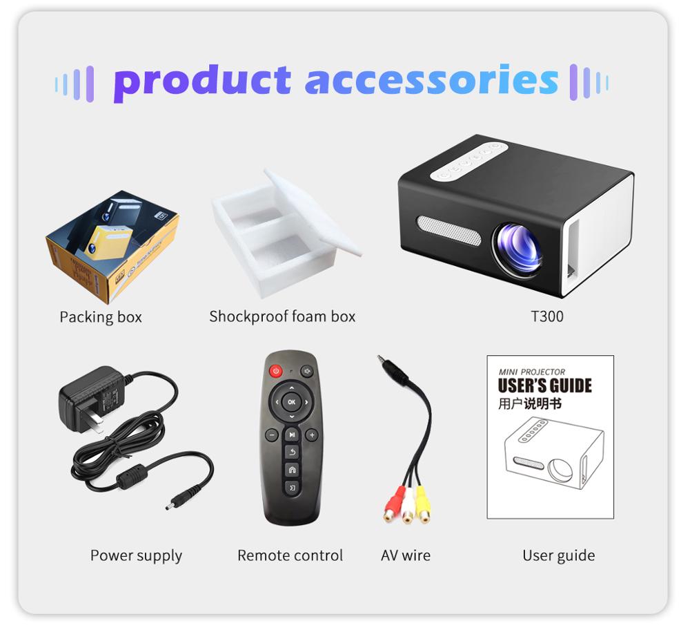 T300 LED Mini Projector 320x240 Pixels Support 1080P HDMI USB Portable proyector Home Media Player Kids VS YG300 Projector