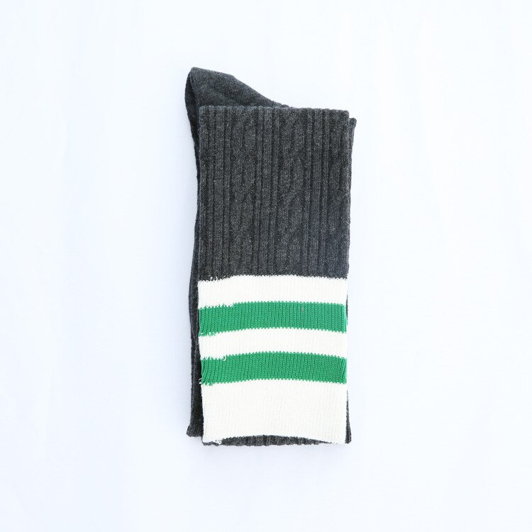 Kvinder bomuld lange strømper lår høje sokker passer ung dame forår udendørs aktiv slid stribet mønster strømpe: Mørkegrå