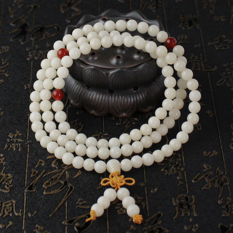 Wit Bodhi Wortel Armband Jade 108 Boeddha Bead Ronde Sieraden Voor Mannen En Vrouwen