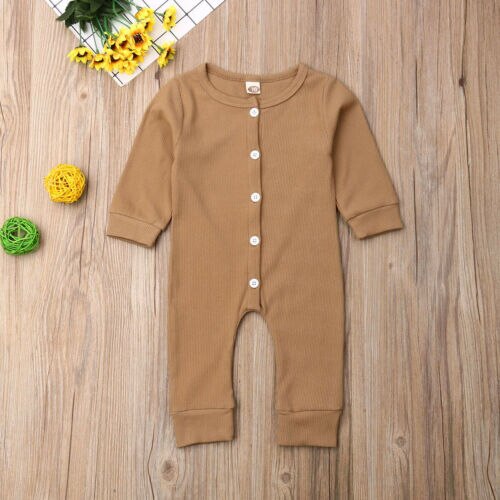 Peuter Baby Kid Meisje Jongen Lange Mouw Bodysuit Jumpsuit Outfit Herfst Kleding: Brown / 6m