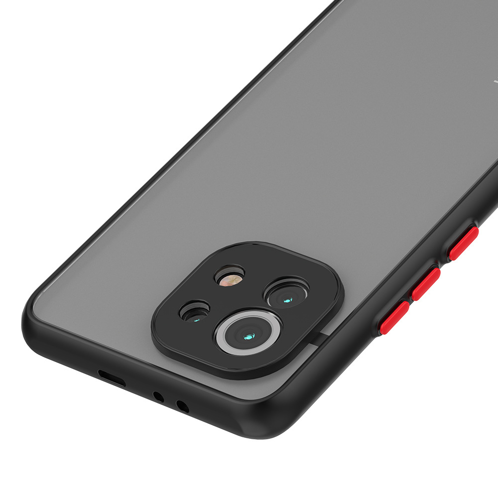 XINYEXIN Cover per Xiaomi Mi 11T 5G / Xiaomi Mi 11T Pro 5G, Traslucida Custodia Antiurto Antigraffio con Supporto Anello a 360°, PC + TPU Bumper Case - Rosso