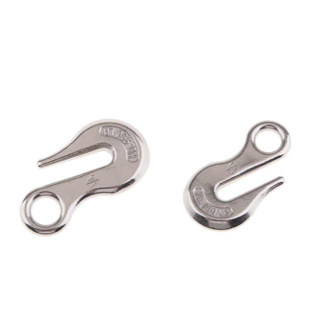 1 pair 1/4" Stainless Steel Eye Hook Winch Rope Cable Webbing Boat Trailer