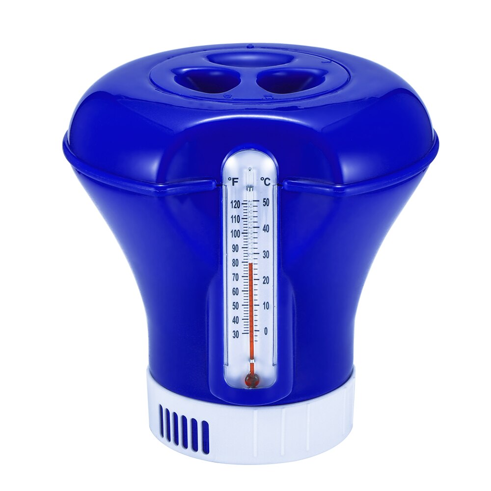 Pool Chemical Dispenser 5/8 Inch Automatic Thermometer Swimming Pool Pump Floating Chemical Chlorine Dispenser: With thermometer