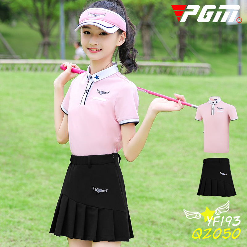 Sommer børn golf tøj jakkesæt piger kortærmet t-shirts barn tennis plisseret nederdel sæt åndbar tør pasform
