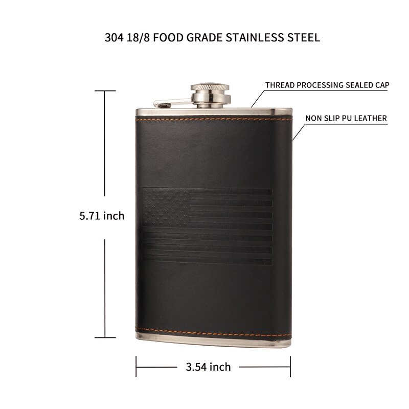 GENNISSY 9oz Leather Hip Flask Set Outdoor Portable Stainless Steel Drink Hip Flasks For Whiskey/Brandy/Cocktail/ Men Set