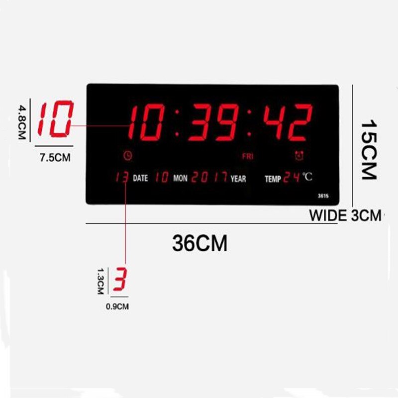 Large Electronic Wall Clock Alarm Hourly Chime Function Calendar Temperature Display Table Clocks With Plug Digital LED Clocks