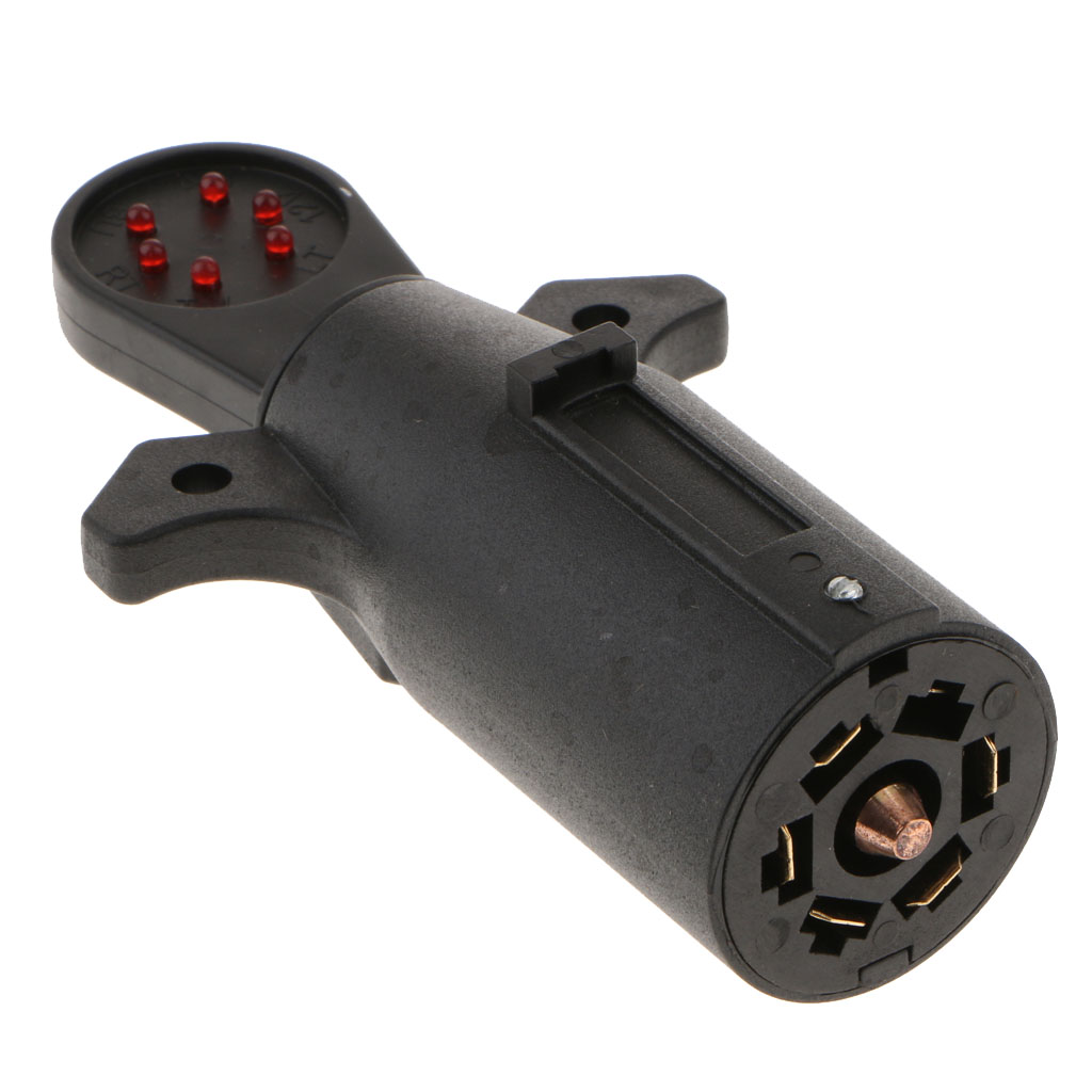 7 Way Round Pin Blade Trailer Light Adapter Plug Connector RV