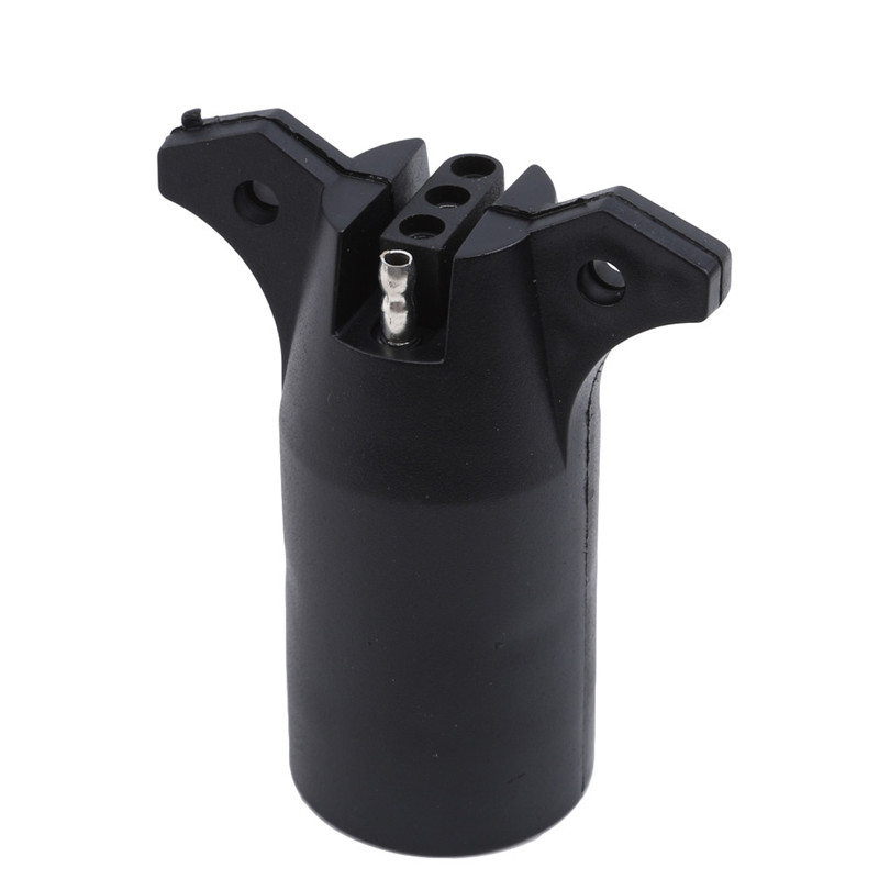 Black 7 Way Round To 4 Pin Flat Trailer Connector Adapter Plug Truck Accessories Trailer Parts