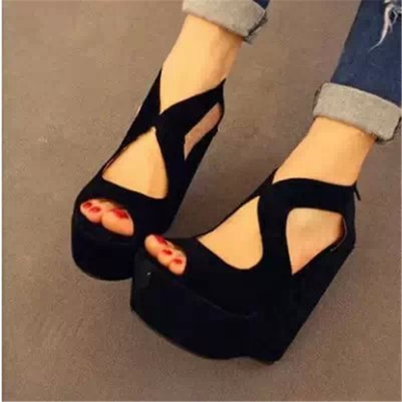 Sandalias de plataforma antideslizantes para mujer, Boca de pescado informales, tacones altos, con correa de hebilla, novedad de ,