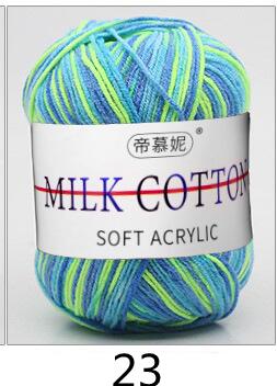 Hilo de lana de ganchillo para bebé, algodón suave y dulce teñido con leche, hilo grueso de fibra tejida a mano, hilos de hilo de ganchillo para suéter DIY: Azul oscuro