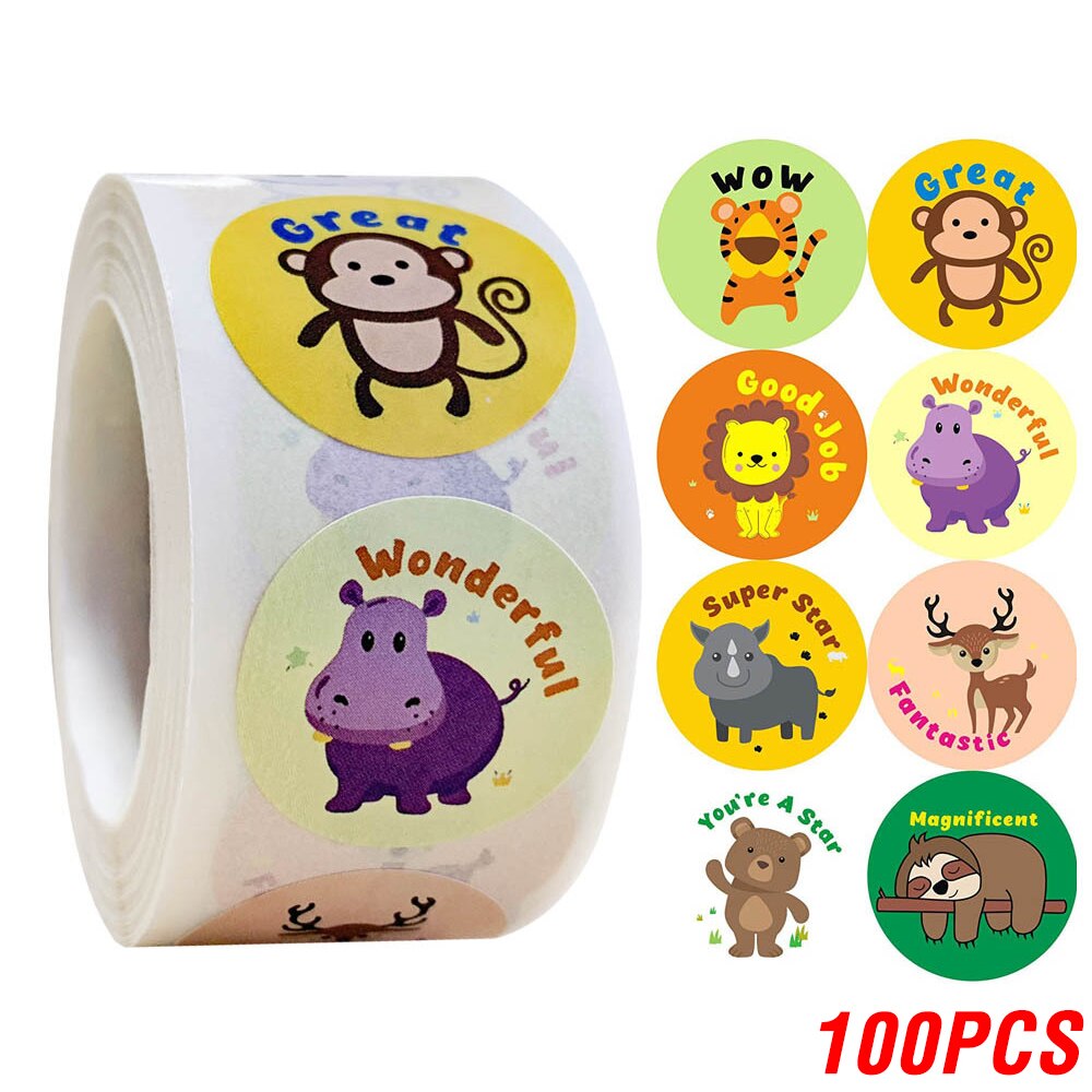 100-500pcs/roll Lovely Cat Stickers For School Reward Stickers Classroom Decoration Encouragement Sticker For Student Teacher: Dark Khaki