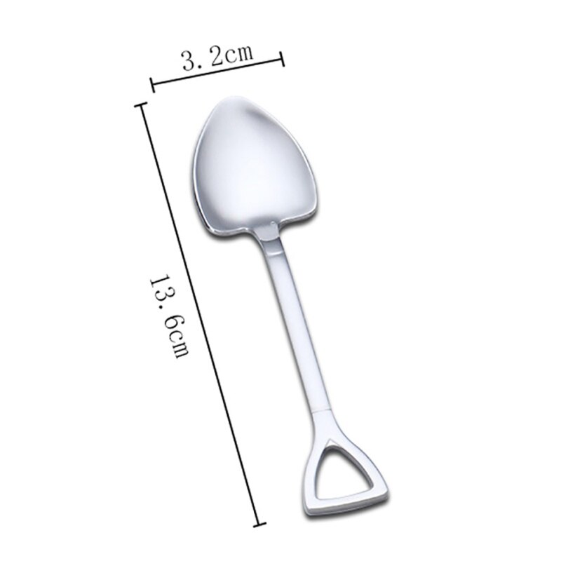 Stainless Steel Coffee Tea Spoon Shovel/Wrench Shaped Dessert Forks Ice Cream Sugar Teaspoon Bar Home Tools: 3