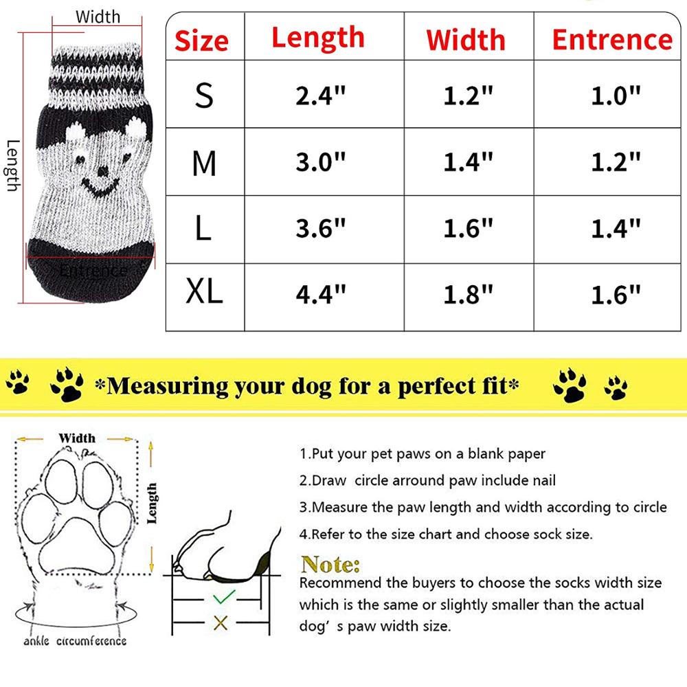 Dog Socks Non-Slip Pet Socks with Rubber Reinforcement Knit Socks for Dogs with Traction Soles Dog Paw Protector for Indoor Wear