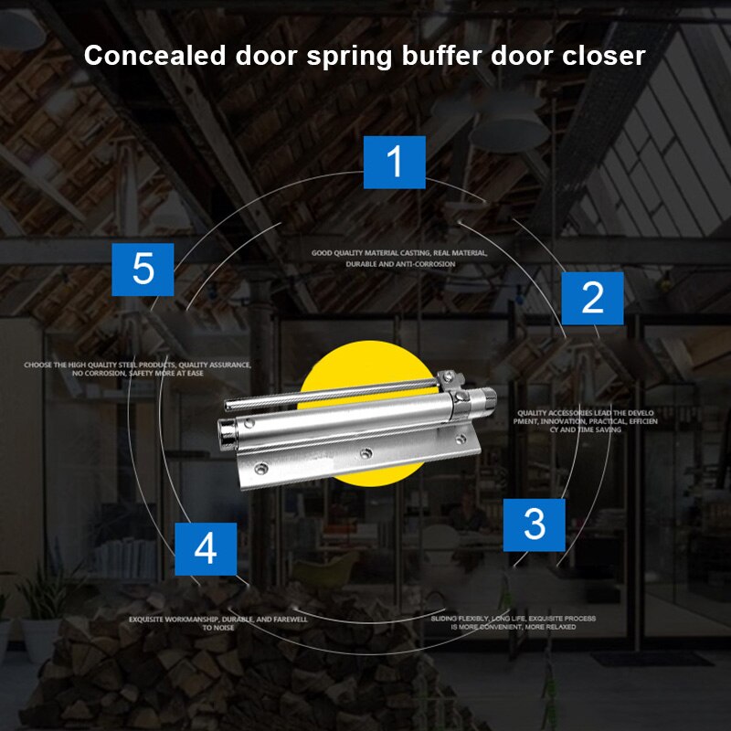 Pneumatic Type Spring Automatic Door Closer Mute Door Mounted Stops Adjustable YE