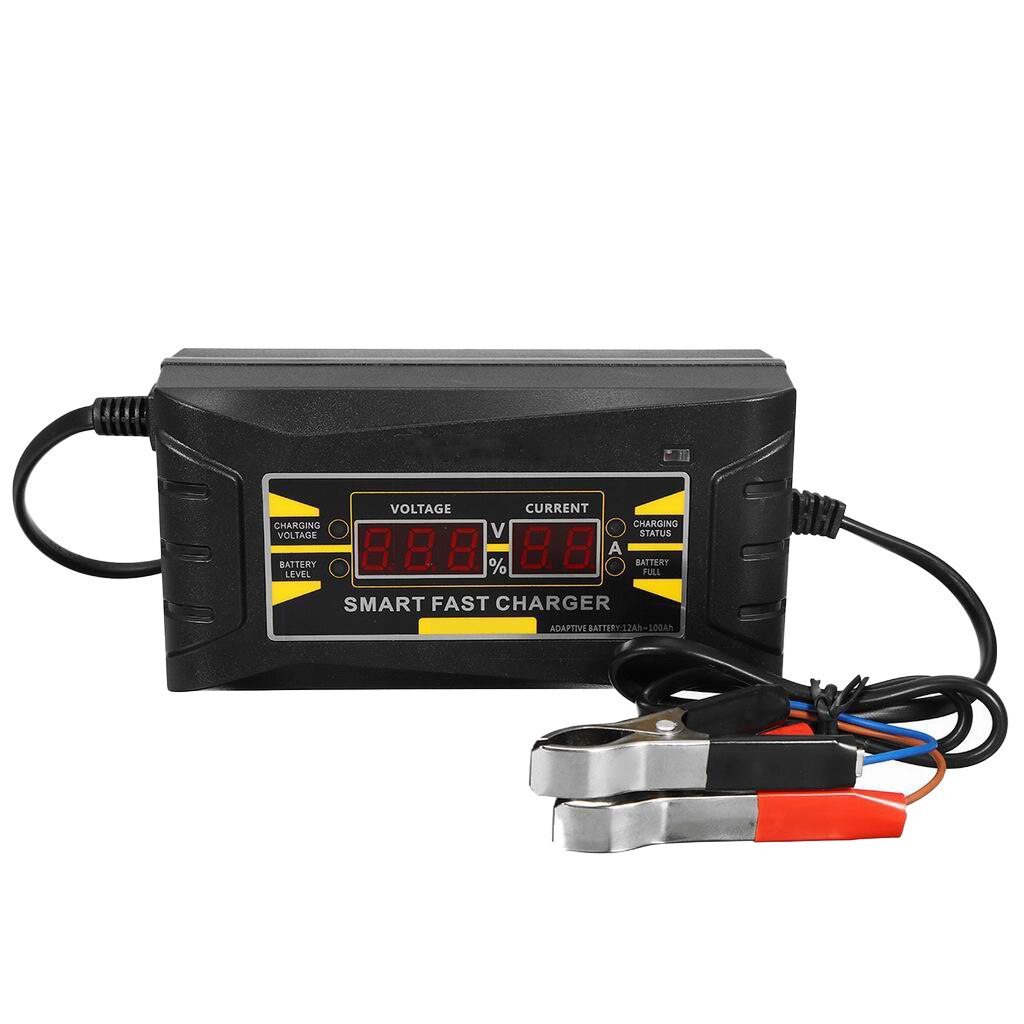 Cargador de batería rápido inteligente de motocicleta 12V 6A con pantalla LCD enchufe de la UE