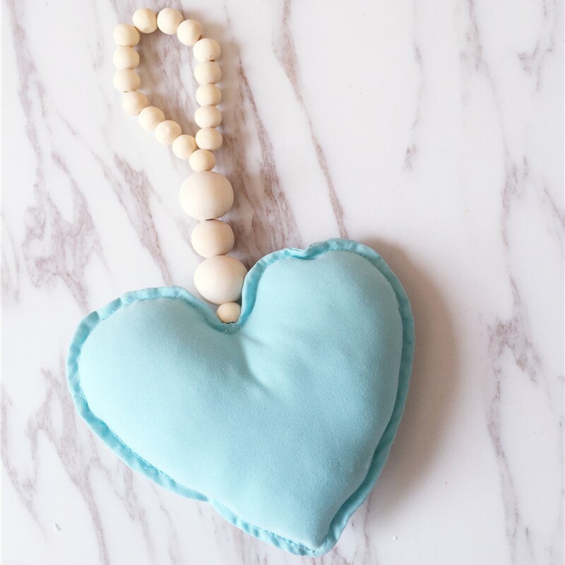 Lovely Wooden Beads Cotton Star Moon Heart Shaped Wall Decoration Ornaments for Kids Baby Bedroom Home Nursery Decor: E