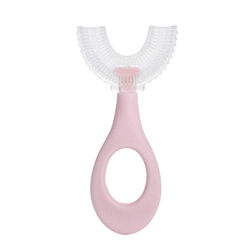U-Shaped Toothbrush Manual Training Tooth Brush U Shape Portable Baby Silicone Toothbrush for Children Kids 2-6 Years: Pink