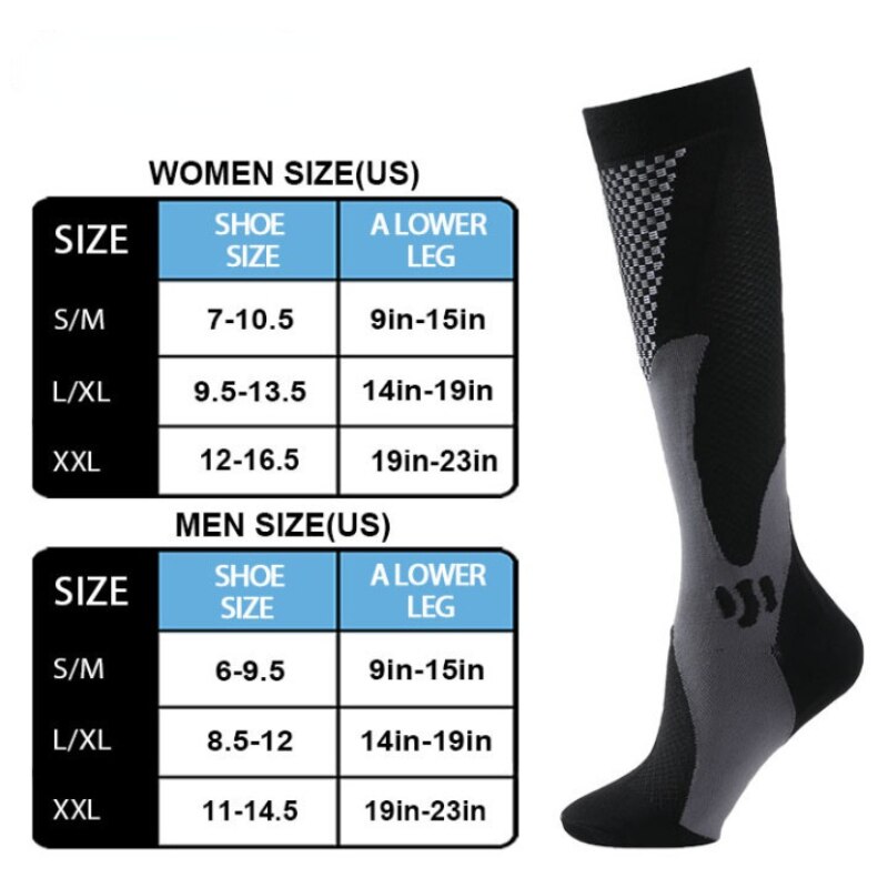 1 Pair Unisex Compression Socks Women Men Anti Fatigue Pain Relief Knee Sports Magic Socks Outdoor Cycling Elastic Socks