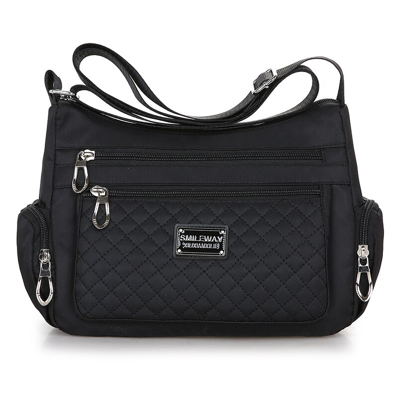 Mode Waterdichte Nylon Vrouwen Messenger Bags Carteira Vintage Zwervers Dames Handtas Vrouwelijke Crossbody Tassen Schoudertassen: Black