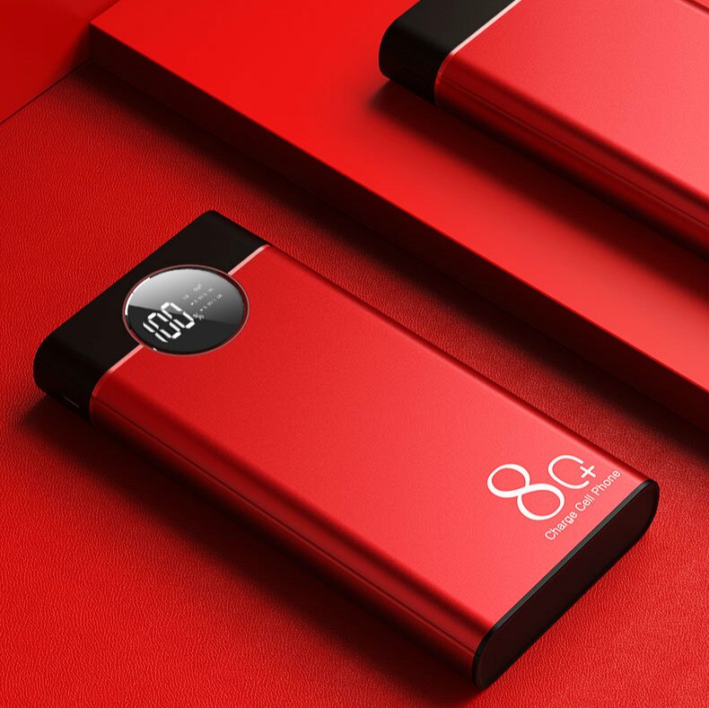 80000mah Power Bank Fast Charging Large Capacity 2 USB External Battery for Iphone Xiaomi Samsung Portable PoverBank: Red