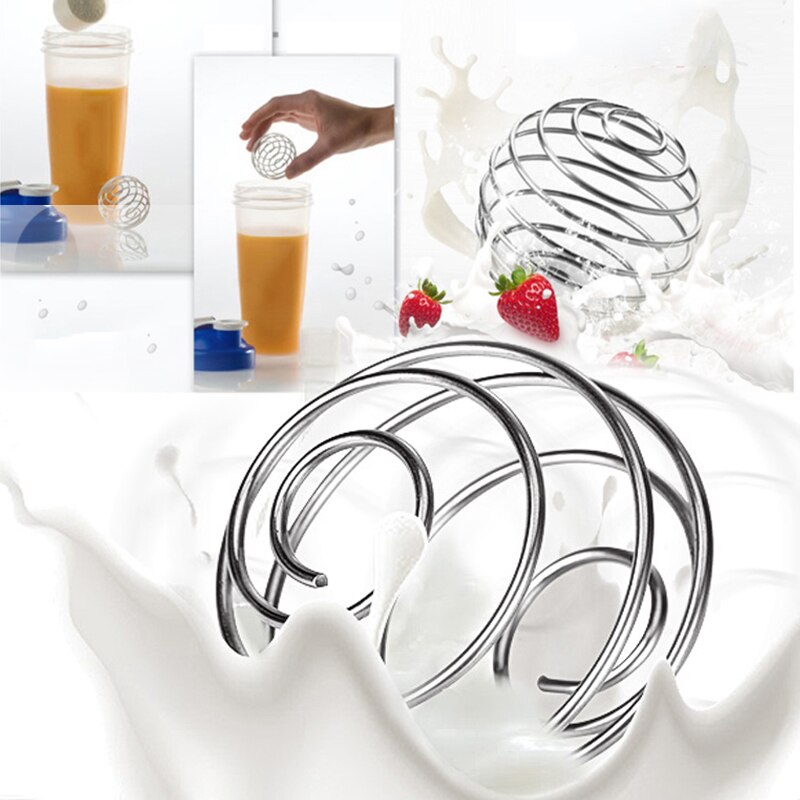 1pc Milkshake protéine Shaker boule fil mélangeur mélangeur fouet acier inoxydable ressort boules mélangeur boule cuisine accessoires directe