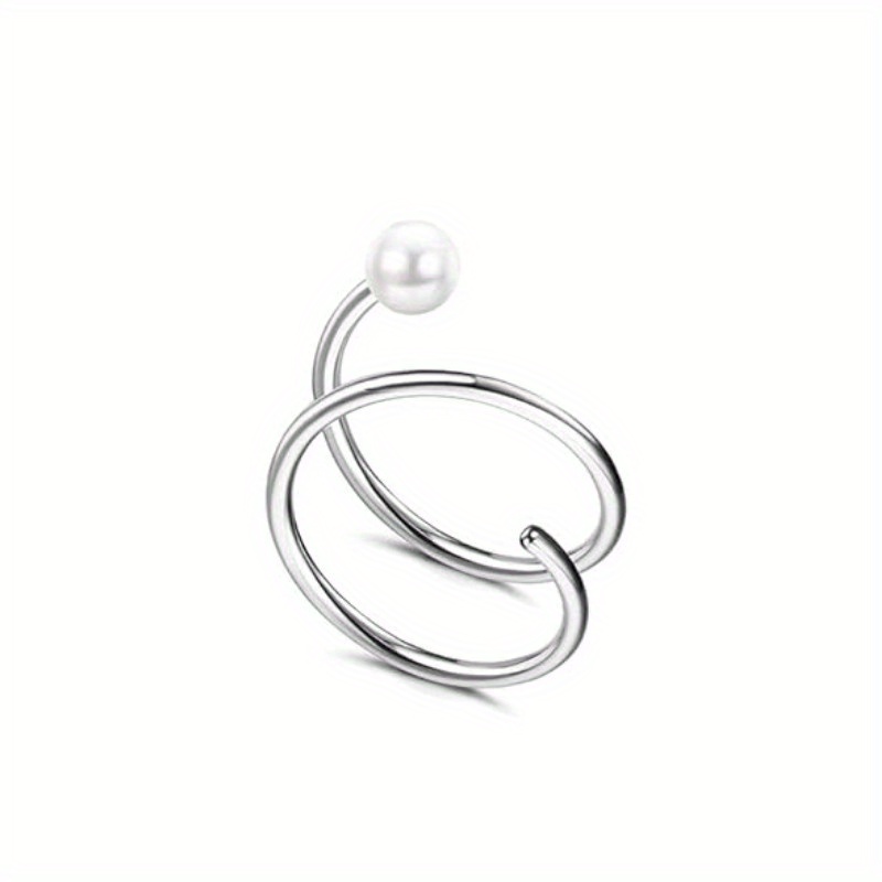 Drperfect 20G Acero inoxidable doble nariz aro espiral Luna estrella mariposa serpiente pendientes de aro retorcidos para mujer: Bañado en rodio de imitación