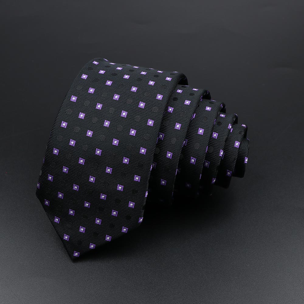 Klassische, schmale, gestreifte Krawatte für Herren, verrotten, marineblau, Jacquard-gewebt, solide Krawatte mit karierten Punkten, Alltagskleidung, Krawatte, Hochzeit, Party,
