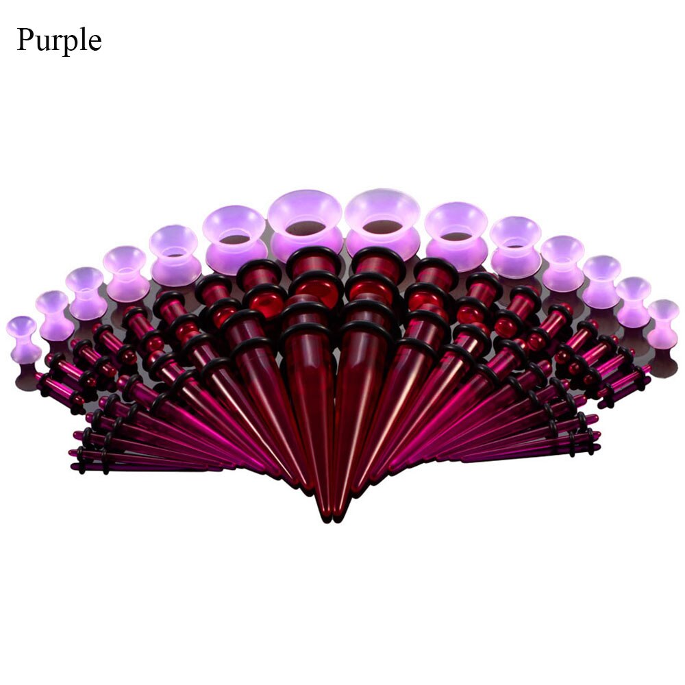 Acryl Oor Gauge Doorstoken Oorbellen Taper En Plug Stretching Kits Gemengde Kleur Oor Flesh Tunnel Uitbreiding Body Piercing Sieraden: purple