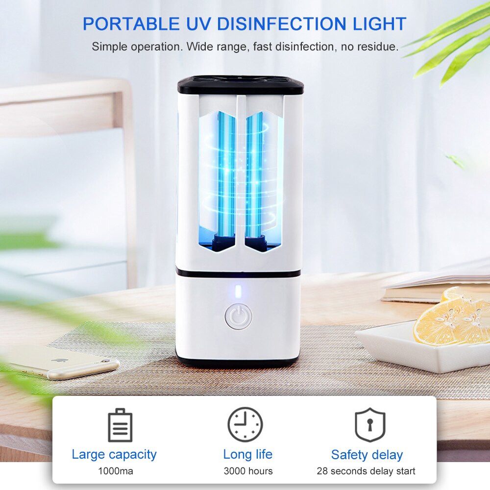 Uv Desinfektion Licht Tragbare UV Entkeimungslampe USB Aufladbare Haushalt UVC Sterilisator LED Licht Milbe Sterilisator