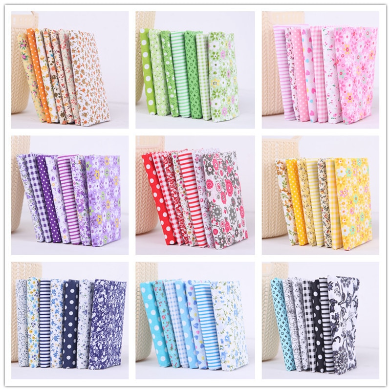 7Pcs/set Printed Cotton Fabric Scrapbooking Cloth DIY Handmade Patchwork Material for Needlework Sewing Accessory Bundle Sewing