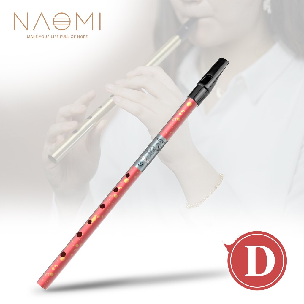 NAOMI Red Irish Whistle 6 Holes Ireland Penny Whistle C&D Keys Aluminum Alloy Flute Woodwind Instrument For Whistler: D Key