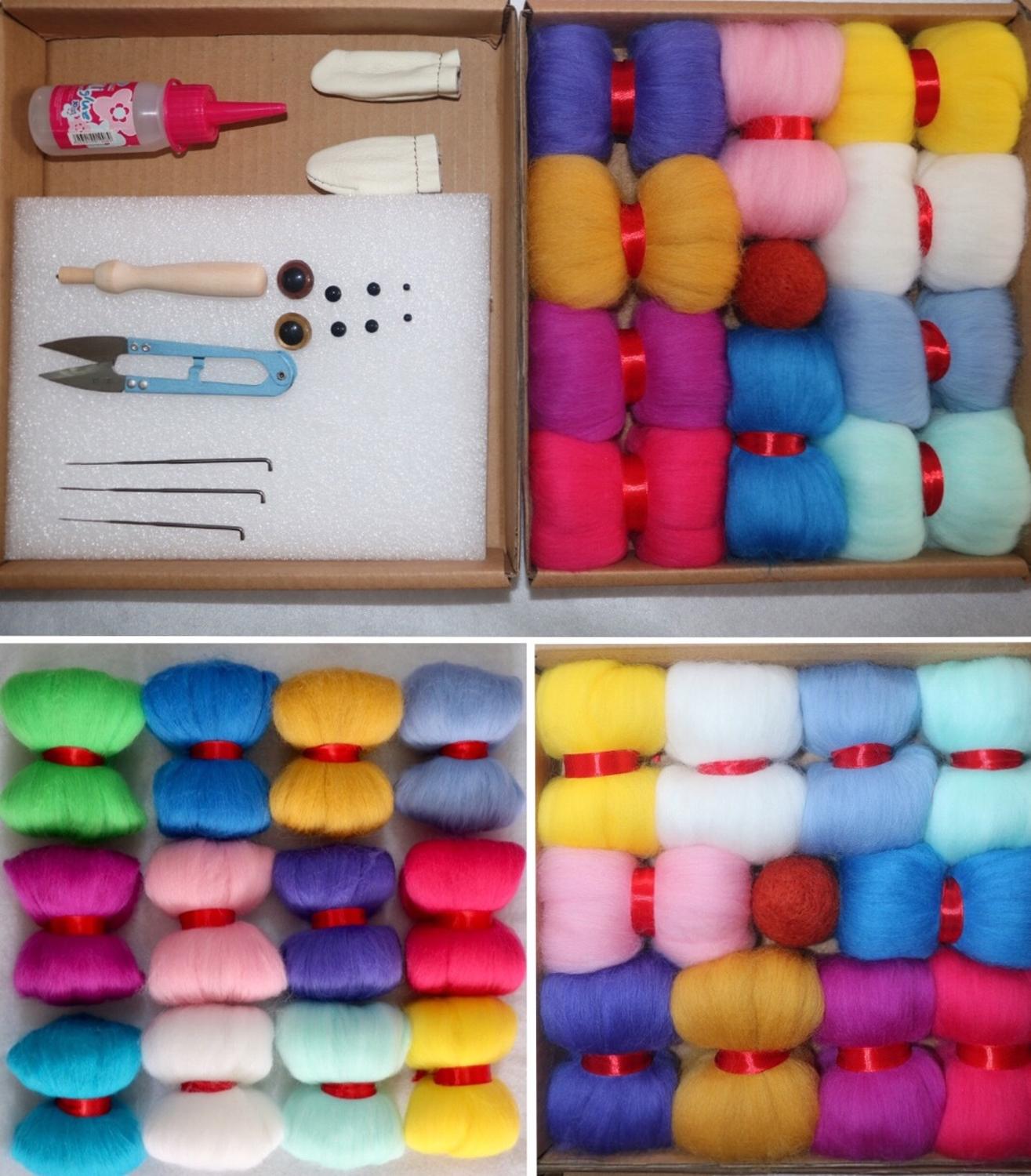 100g 20 colors Needle Felting Wool Soft Felting Wool Tops Roving Spinning Weaving Wool Fiber For DIY Crafts Needlework