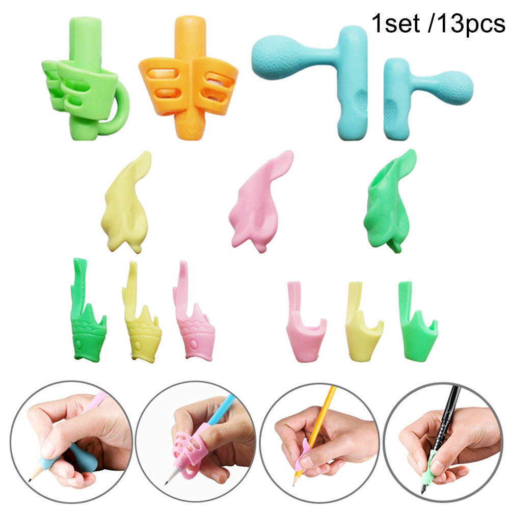 13 Pcs Help Children Learn To Hold The Pen Pencil Holder Correction Hold Pen Writing Grip Posture Tool For Right And Left Hand