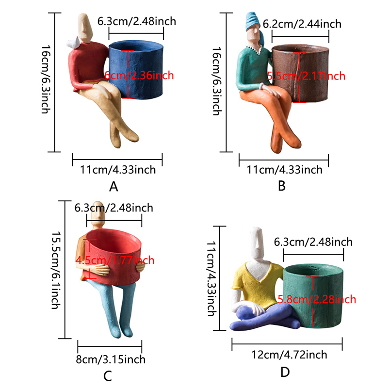 Cartoon Character Ceramic Flower Pot Succulents Abstract Human Face Flower Pot Home Desktop Vase Micro Landscape Decoration