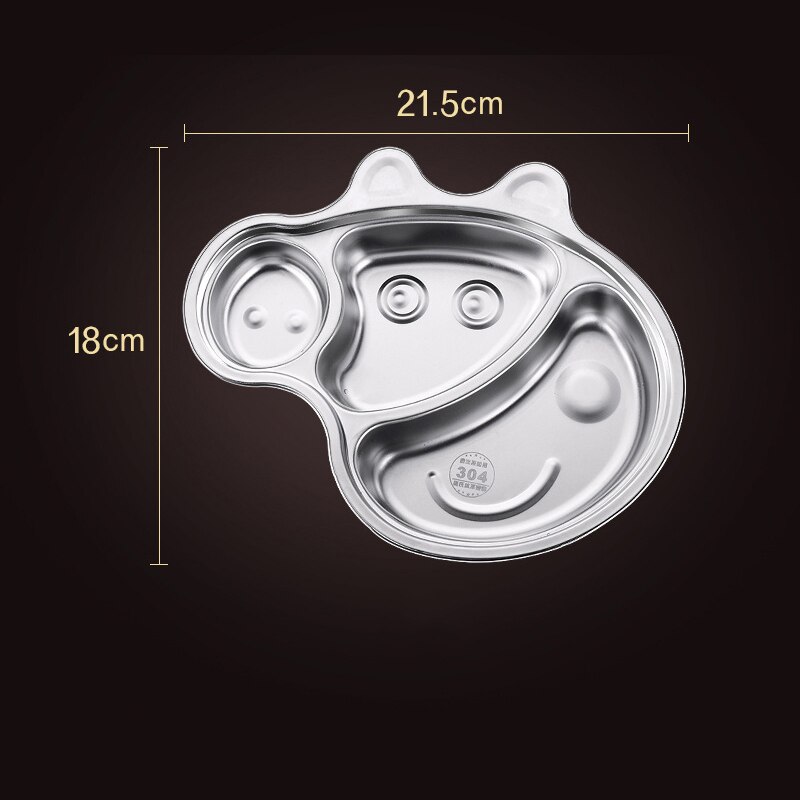 Stainless Steel Tableware Plate For Food Serving Table Plates For Children Dinner Lunch Kitchen Convenience Food Tray: pig