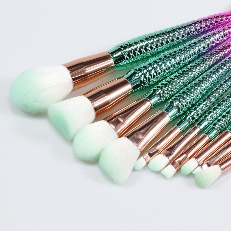 1-11Pcs Unicorn Kabuki Mermaid Makeup Brushes Foundation Eyebrow Make Up Brushes Set For Makeup Kits Cosmetic Tools