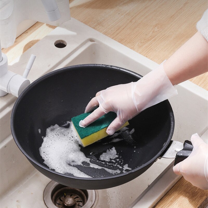 100 pcs Food Grade Household gloves disposable pvc transparent gloves kitchen work plastic transparent durable gloves