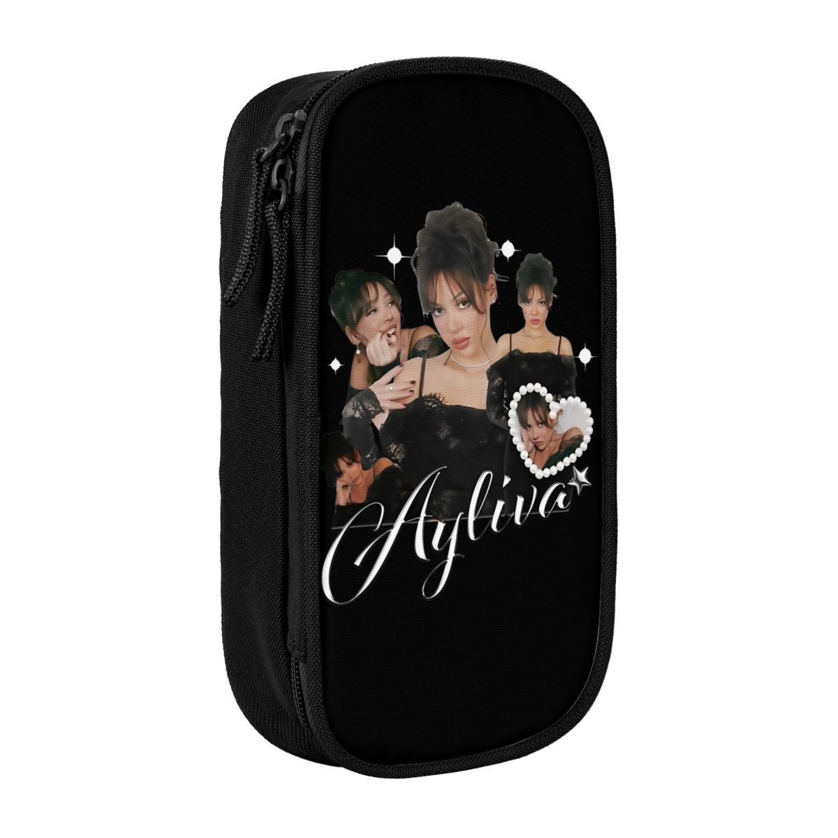 Grote capaciteit potloodzakje Ayliva In Liebe Tour 2024 Kantooraccessoires Dubbellaags potloodtas Dames make-uptas Geweldig cadeau: Blauw